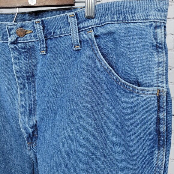 NWT Rustler By Wrangler Blue Heavyweight Denim Straight Leg Jeans Size (44x32) - Picture 7 of 13